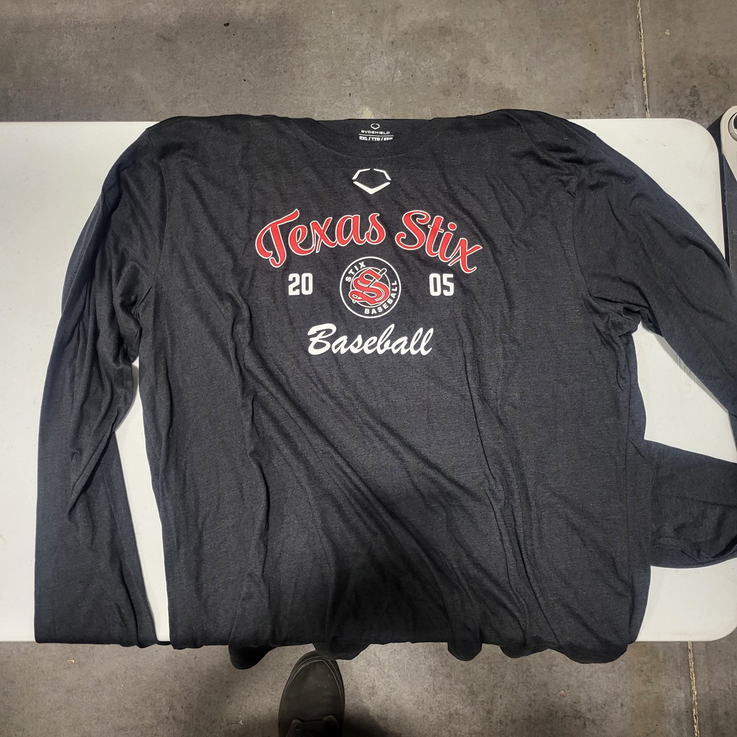 EVOSHIELD ADULT "TEXAS STIX S BASEBALL EST 2015" BLACK LONG SLEEVE TEE