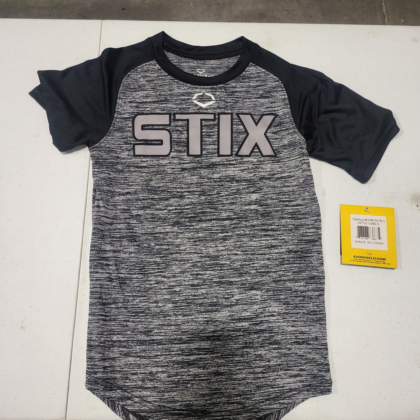 EVOSHIELD YOUTH "STIX" HEATHER E304 STIX TEE
