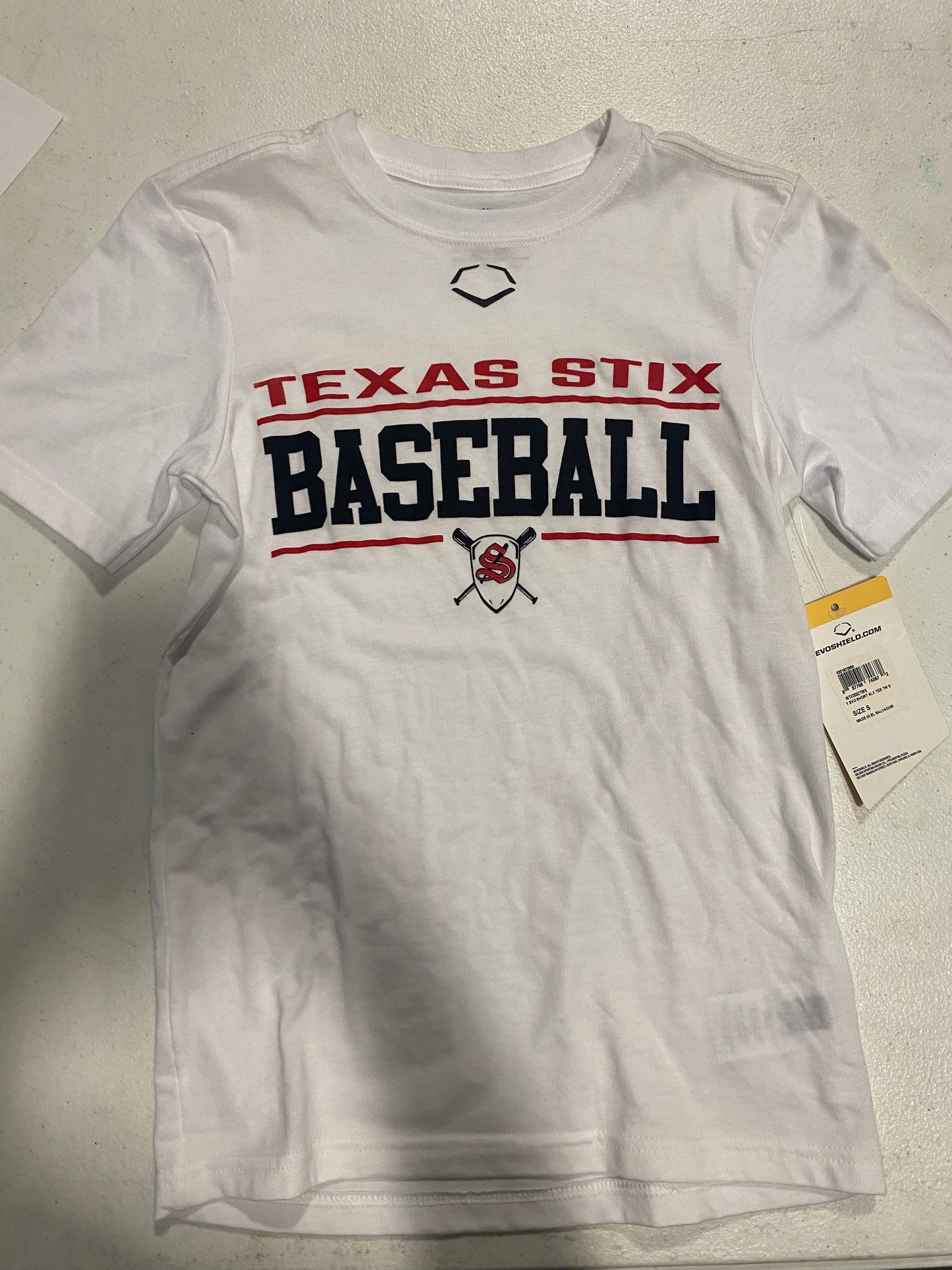 EVOSHIELD YOUTH "TEXAS STIX BASEBALL S" SHORT SLEEVE TEE