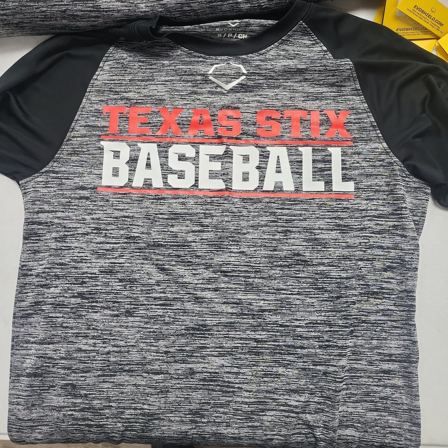 EVOSHIELD "TEXAS STIX BASEBALL" HEATHER E304 TEE