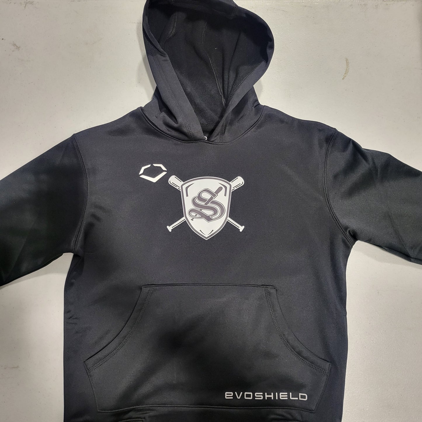 EVOSHIELD YOUTH "S" SHIELD W/ BATS BLACK HOODIE