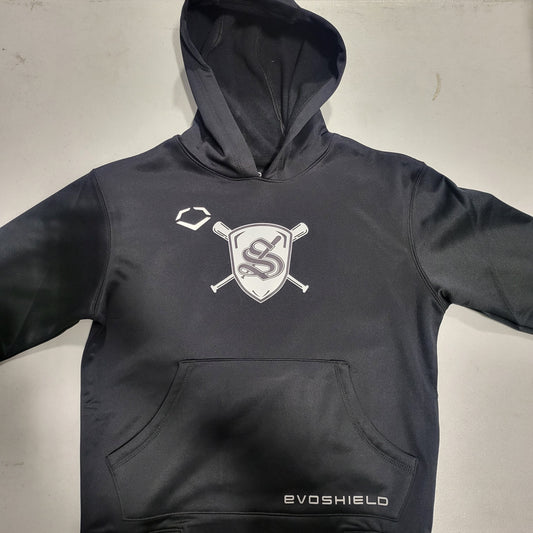 EVOSHIELD ADULT "S" SHIELD W/ BATS BLACK HOODIE