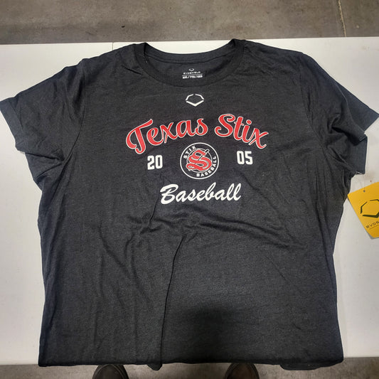 EVOSHIELD ADULT "TEXAS STIX S BASEBALL EST 2015" BLACK TEE
