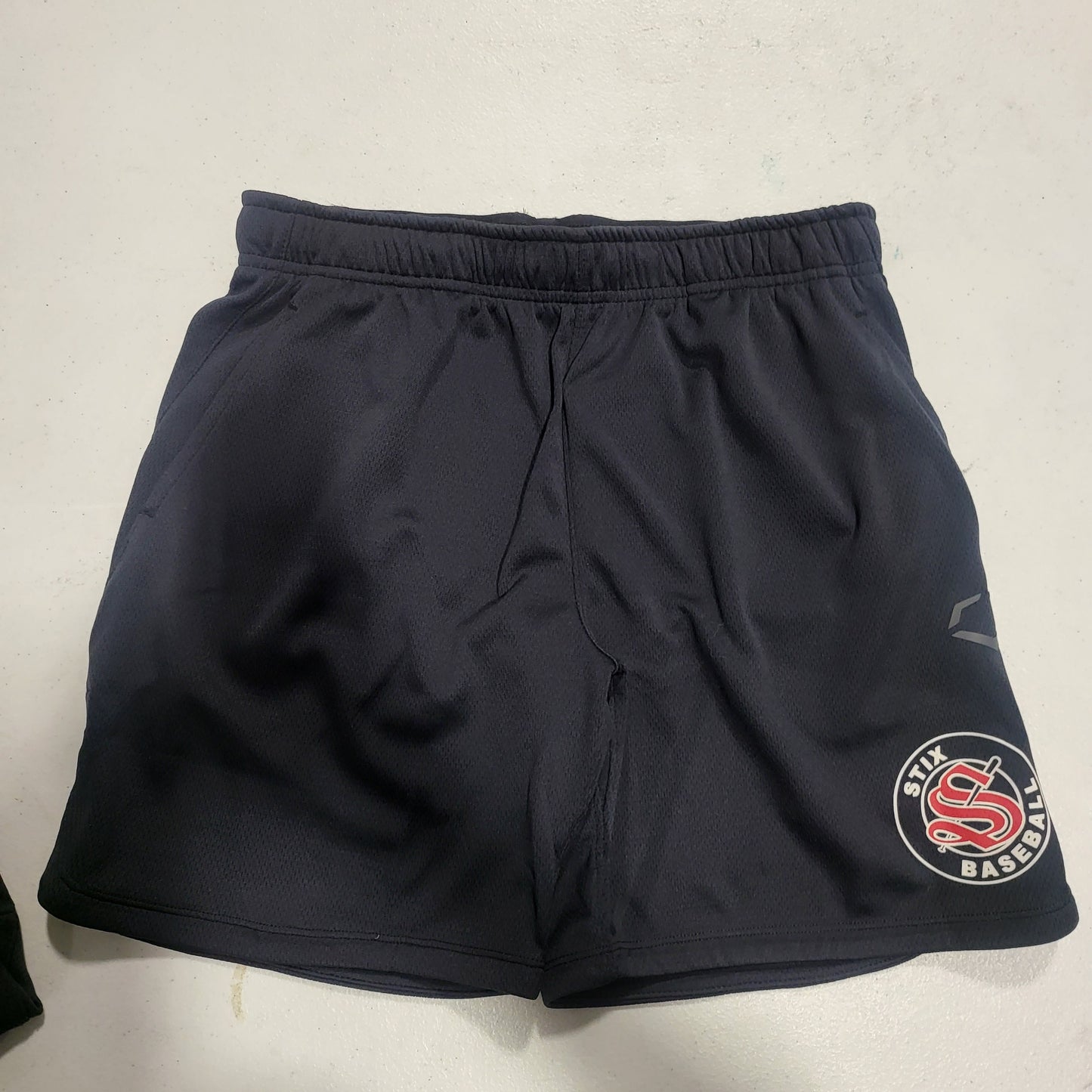 EVOSHIELD ADULT "STIX S BASEBALL" BLACK SHORTS