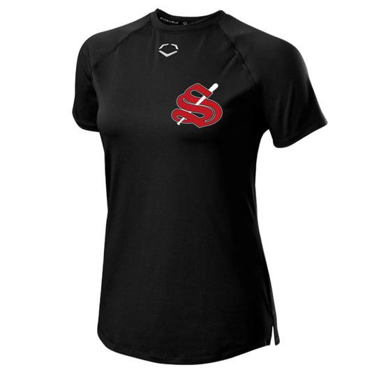EVOSHIELD WOMENS STIX CREST TRAINING TEE 2.0 BLACK