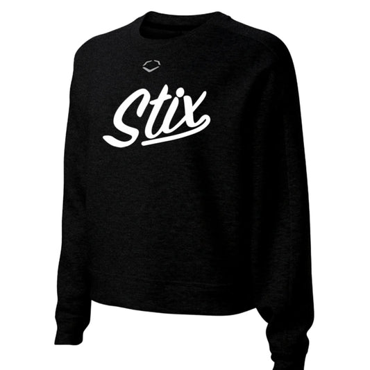 EVOSHIELD WOMENS STIX SCRIPT CROP SWEATSHIRT