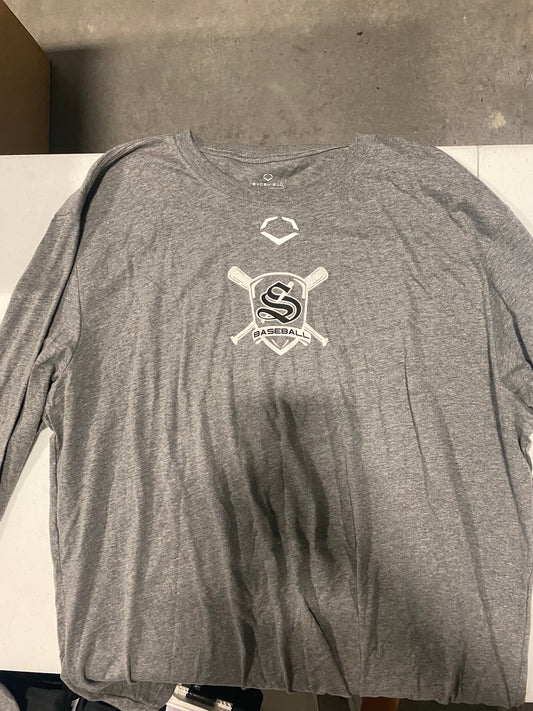 EVOSHIELD ADULT "S BASEBALL" GREY LONG SLEEVE TEE